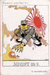 Duitse propagandakaart over de Japanse aanval op Tsingtao